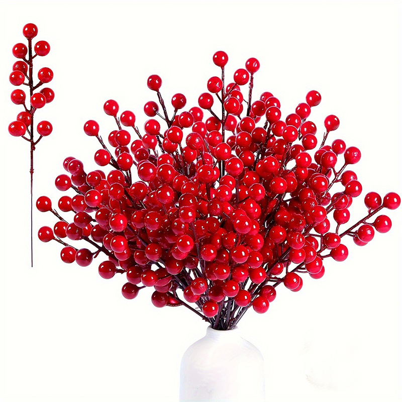 Florist Supply Bulk - 5/10/20個入り 人工赤いベリーピック クリスマスホリデーデコレーション フェイクステム DIYリース ホーム花瓶