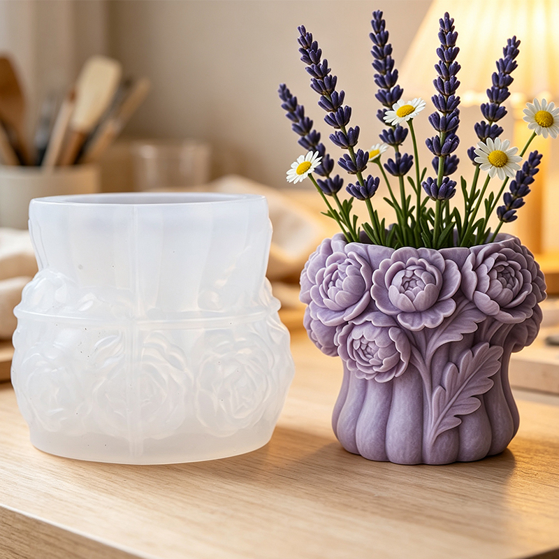 3D ローズフラワー花瓶シリコンモールド DIY ペンホルダ - Florist Supply Vases のレビューと価格