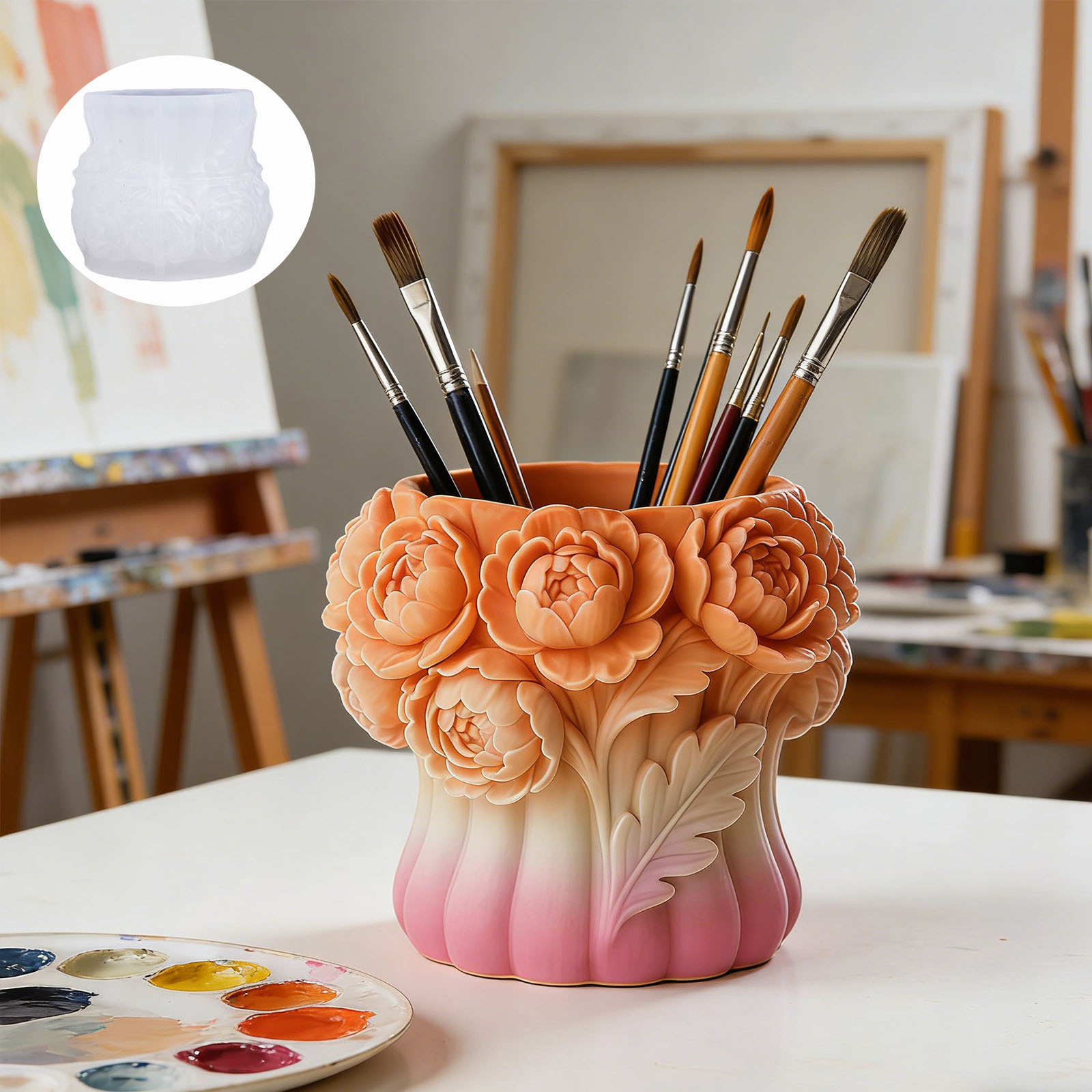 3D ローズフラワー花瓶シリコンモールド DIY ペンホルダ - Florist Supply Vases のレビューと価格