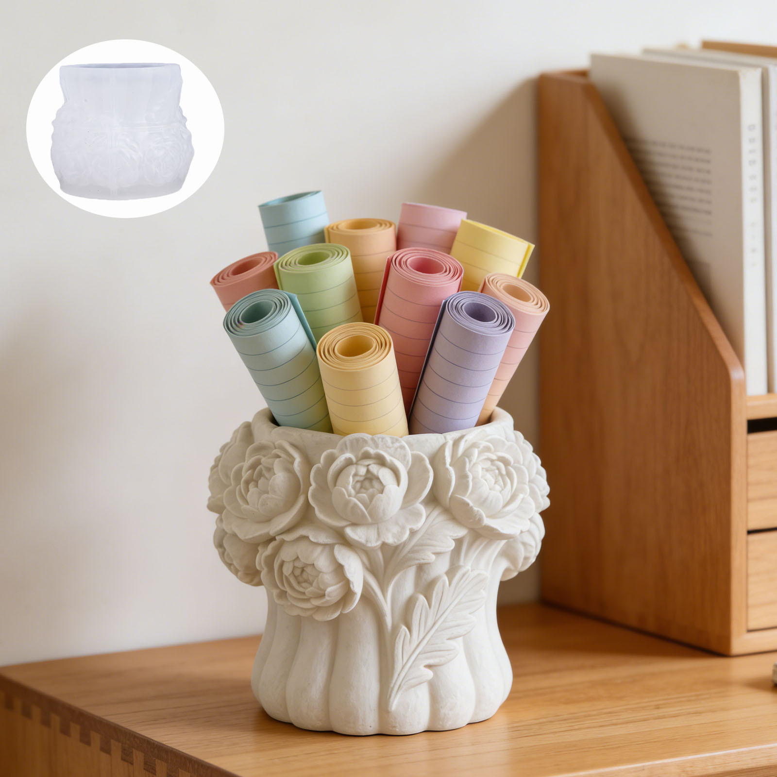 3D ローズフラワー花瓶シリコンモールド DIY ペンホルダ - Florist Supply Vases のレビューと価格