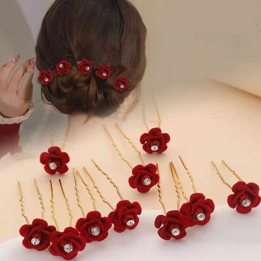 10 個ローズヘアアクセサリー結婚式の花嫁のヘアピン花のヘア - Supply Florist のレビューと価格