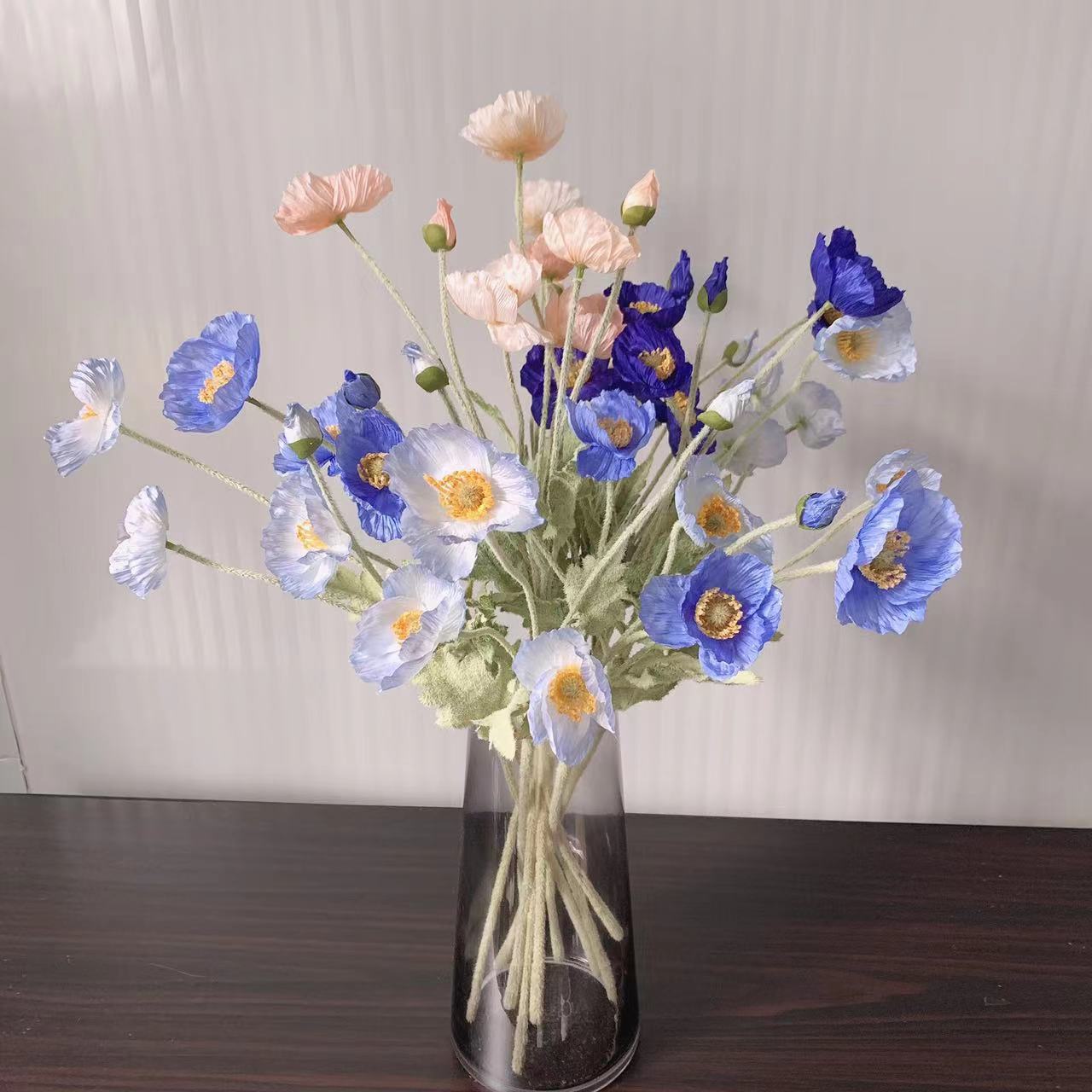 偽のポッピーの花、長い茎、人工花、新築祝い、庭のテーブル、結 - Florist Supply Bulk のレビューと価格