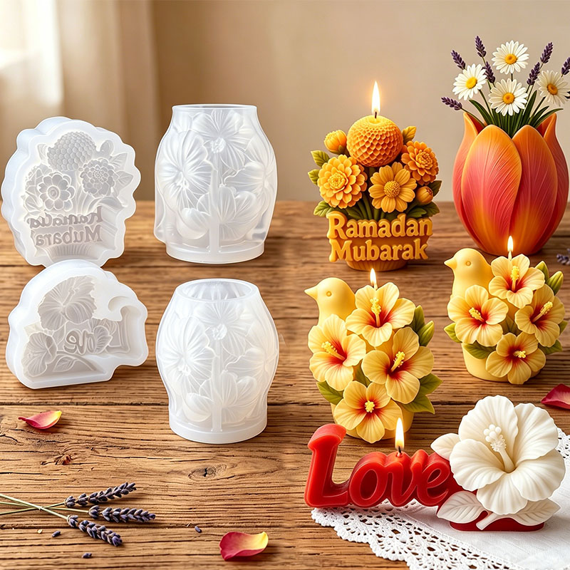 3Dフラワーキャンドルシリコンモールド 結婚式 バレンタイン - Florist Supply Vases のレビューと価格