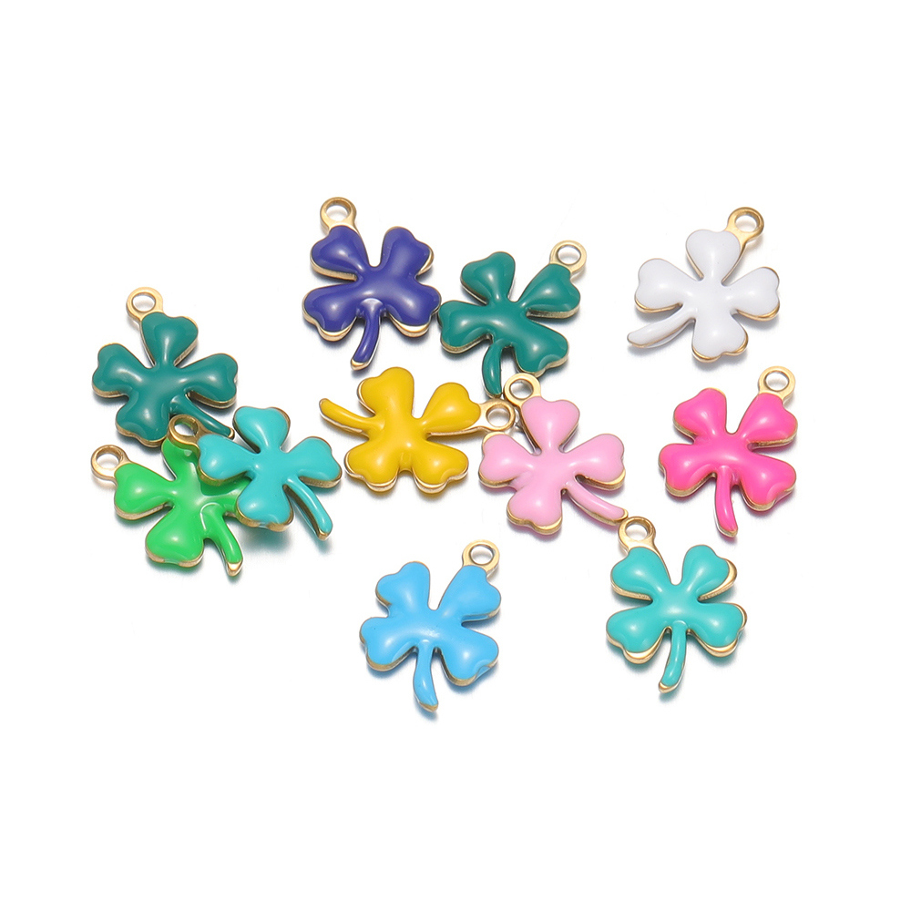20 個ステンレス鋼エナメルクローバーフラワーチャームラッキ - Supply Florist のレビューと価格